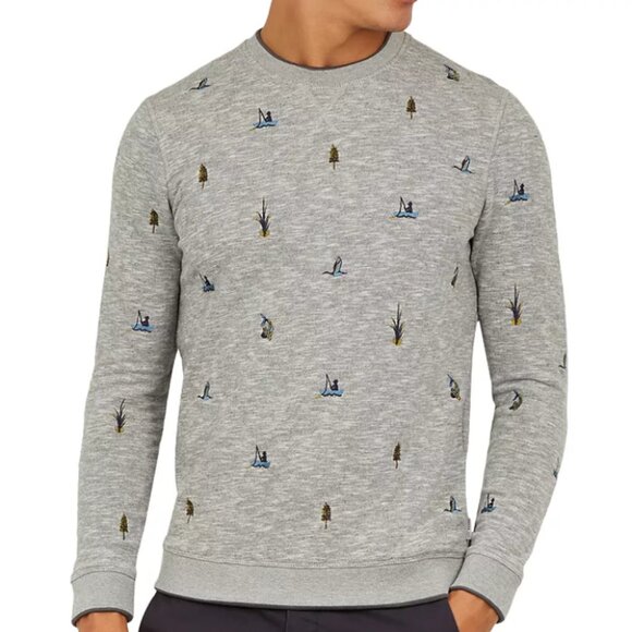 Ted Baker London Piano Sweatshirt Mens 4 Large Gray Embroidery Blokecore - Picture 1 of 11